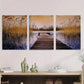 3pcs Scenic Lake Sunset Triptych paintings Wall Art Set Canvas Framed 40x60cm - High Quality Print 100% Australian Made Wall Canvas Ready to Hang