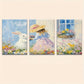 3pcs Vibrant Playful Lady Colorful Flowers Metal Print Ready to Hang Art