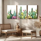 3pcs Watercolor Cactus Plant And Succulent Metal Print Ready to Hang Art