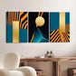 3pcs Geometric Orange & Golden Abstract Designs Wall Art Set Canvas Framed 40x60cm - High Quality Print 100% Australian Made Wall Canvas Ready to Hang
