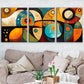 3pcs Bohemian Style Cool Golden Blue Red Orange Wall Art Set Canvas Framed 40x60cm - High Quality Print 100% Australian Made Wall Canvas Ready to Hang