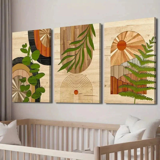 3pcs Tropical Leaves & Desert Landscape Wall Art Set Canvas Framed 40x60cm - High Quality Print 100% Australian Made Wall Canvas Ready to Hang