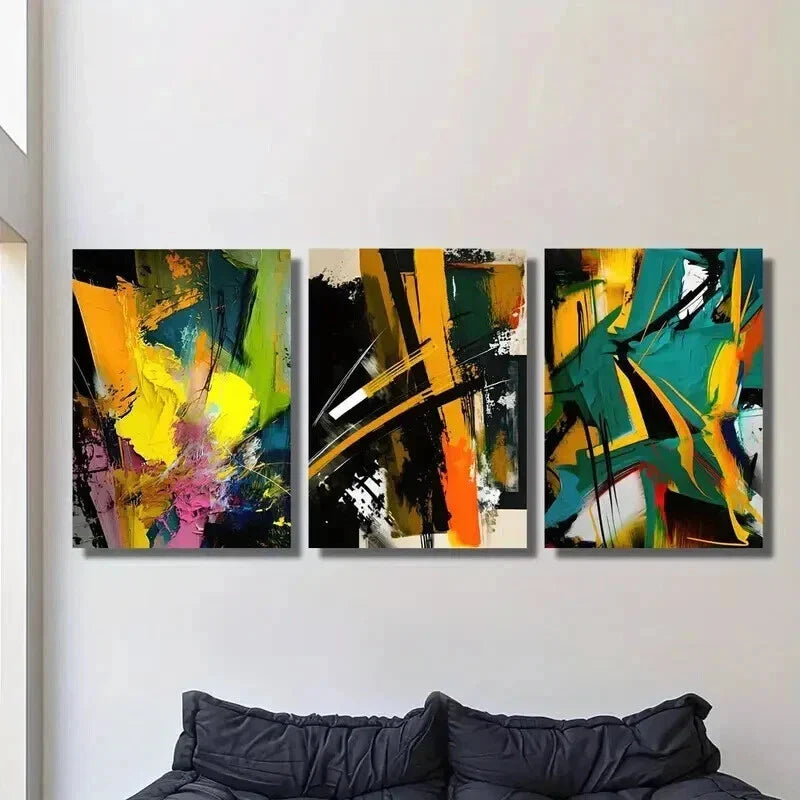 3pcs Abstract Colorful Paint Background Wall Art Set Canvas Framed 40x60cm - High Quality Print 100% Australian Made Wall Canvas Ready to Hang