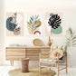3pcs Abstract Geometric Shape Plant Flowers Metal Print Ready to Hang Art