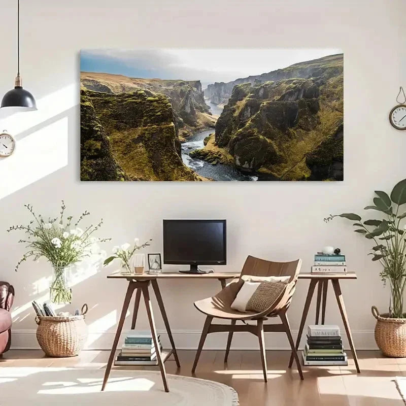 Cliff & Mountains Modern Decor Wall Art Canvas Office Home Room Framed 120x60cm