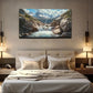 Serene Mountain Waterfall Lands Wall Art Canvas Office Home Room Framed 120x60cm