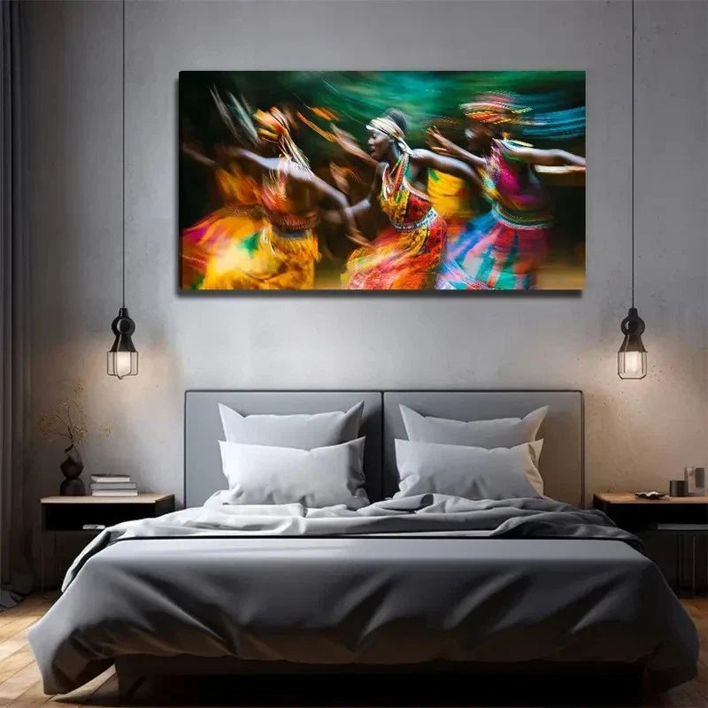Dynamic Movement & Vibrant Colo Wall Art Canvas Office Home Room Framed 80x45cm
