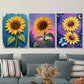 3pcs Vibrant Sunflower Modern Classic Floral Sky Wall Art Set Canvas Framed 40x60cm - High Quality Print 100% Australian Made Wall Canvas Ready to Hang