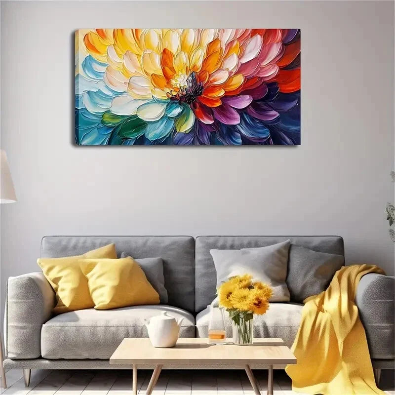 Vibrant Petal Design Winter Wall Art Canvas Office Home Room Framed 120x60cm