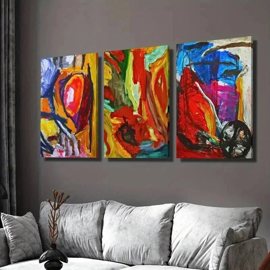 3pcs Bold Colorful Graffiti Style Painting Wall Art Set Canvas Framed 40x60cm - High Quality Print 100% Australian Made Wall Canvas Ready to Hang