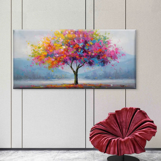 Colorful Abstract Landscape Wall Art Canvas Office Home Room Framed 80x45cm