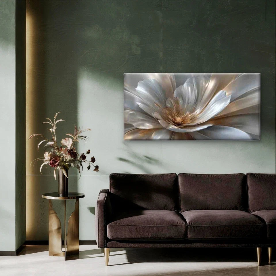Flowering Elegance Glistening Wall Art Canvas Office Home Room Framed 120x60cm
