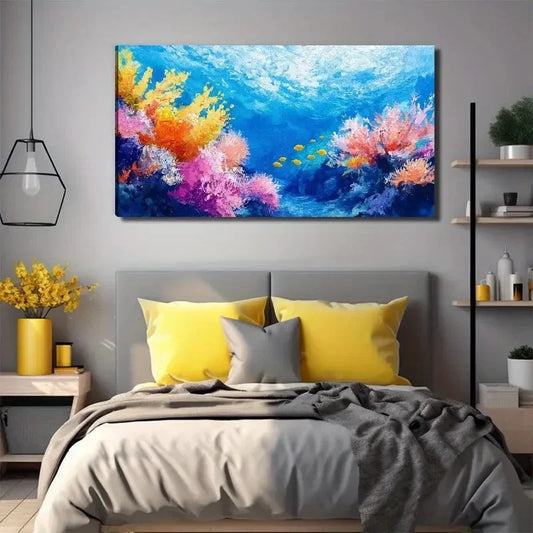 Coral In The Sea Suitable Wall Art Canvas Office Home Room Framed 120x60cm