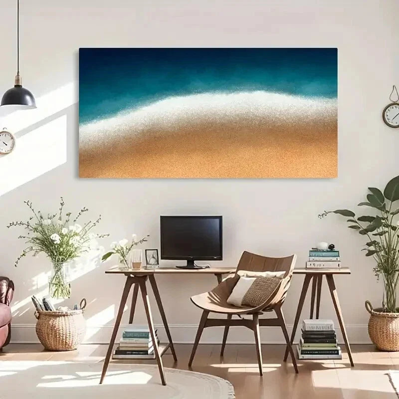 Seaside Ocean Modern Rustic Wall Art Canvas Office Home Room Framed 80x45cm