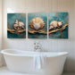 3pcs Coastal Seashell Tranquil Teal Perfect Wall Art Set Canvas Framed 40x60cm - High Quality Print 100% Australian Made Wall Canvas Ready to Hang