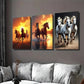 3pcs Galloping Horses Sunset and Beach Scene Wall Art Set Canvas Framed 40x60cm - High Quality Print 100% Australian Made Wall Canvas Ready to Hang