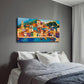 Colorful Houses & Beach Scene Wall Art Canvas Office Home Room Framed 120x60cm