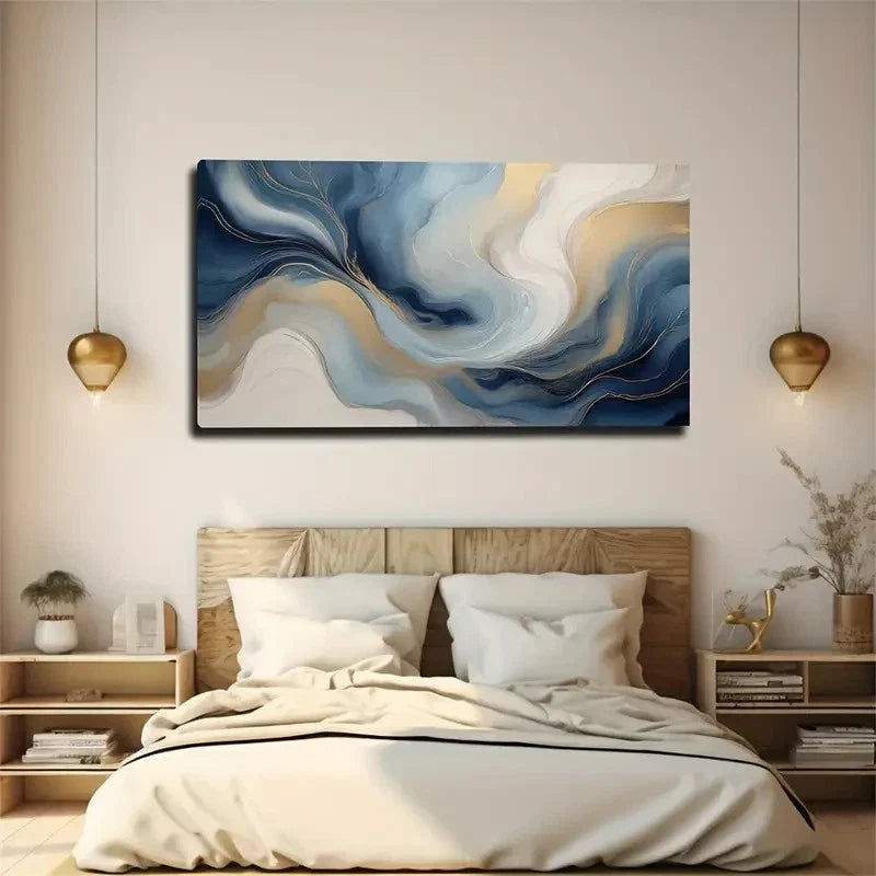 Bohemian Abstract Marble Stripe Wall Art Canvas Office Home Room Framed 120x60cm