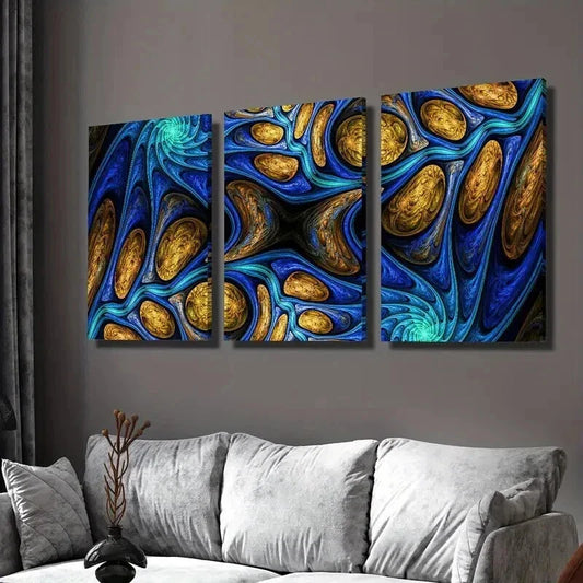 3pcs Psychedelic Colorful Abstract Fractal Agnes Wall Art Set Canvas Framed 40x60cm - High Quality Print 100% Australian Made Wall Canvas Ready to Hang