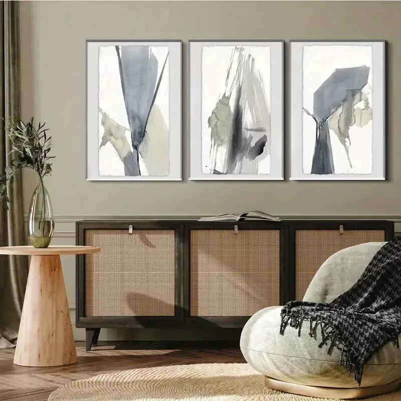 3pcs Abstract Ink - Wash Style Wall Art Canvas Wall Art Set Canvas Framed 40x60cm - High Quality Print 100% Australian Made Wall Canvas Ready to Hang