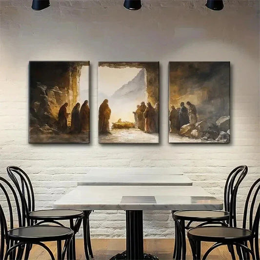 3pcs Warm Hues Faith-Based Inspirational Perfect Wall Art Set Canvas Framed 40x60cm - High Quality Print 100% Australian Made Wall Canvas Ready to Hang