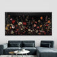 Modern Wildflowers on Black Wall Art Canvas Office Home Room Framed 120x60cm