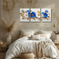 3pcs Blue & White Floral Design Triptych Perfect Wall Art Set Canvas Framed 40x60cm - High Quality Print 100% Australian Made Wall Canvas Ready to Hang