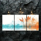 3pcs Red Grass & Serene Lake Scene Perfect Wall Art Set Canvas Framed 40x60cm - High Quality Print 100% Australian Made Wall Canvas Ready to Hang