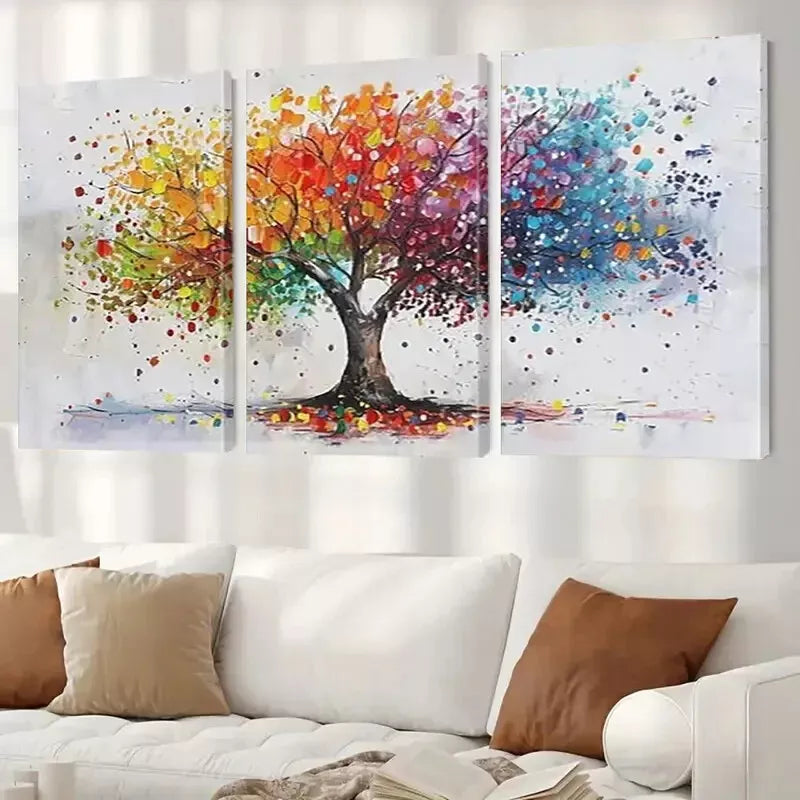 3pcs Ink Abstract Landscape Colorful Trees Wall Art Set Canvas Framed 40x60cm - High Quality Print 100% Australian Made Wall Canvas Ready to Hang