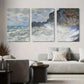 3pcs Ocean Wave Contemporary Style Metal Print Ready to Hang Art
