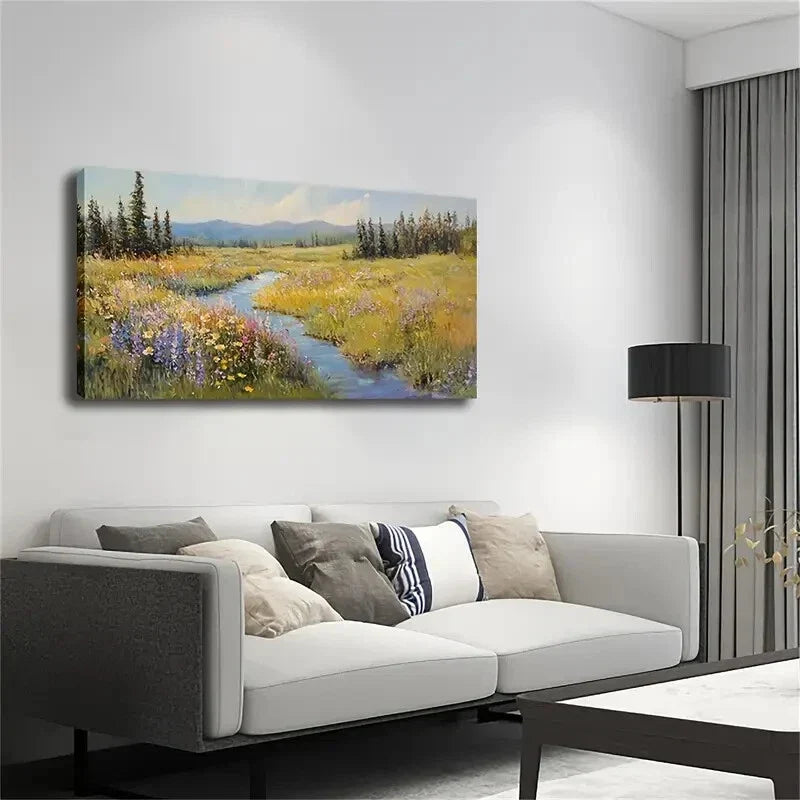 A Stream Run Through The Middle Wall Art Canvas Office Home Room Framed 120x60cm
