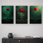3pcs Modern Abstract Red Roses And Tulips Metal Print Ready to Hang Art