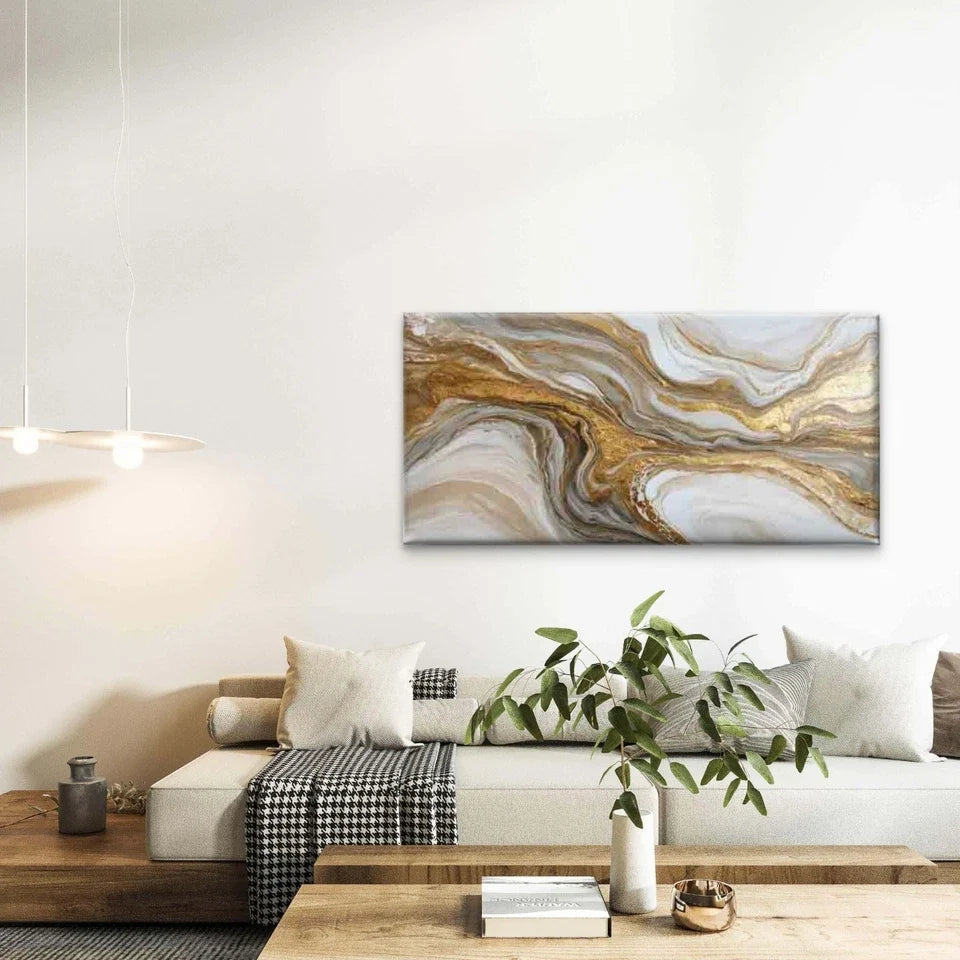Elegance Golden Blend Paintings Wall Art Canvas Office Home Room Framed 120x60cm