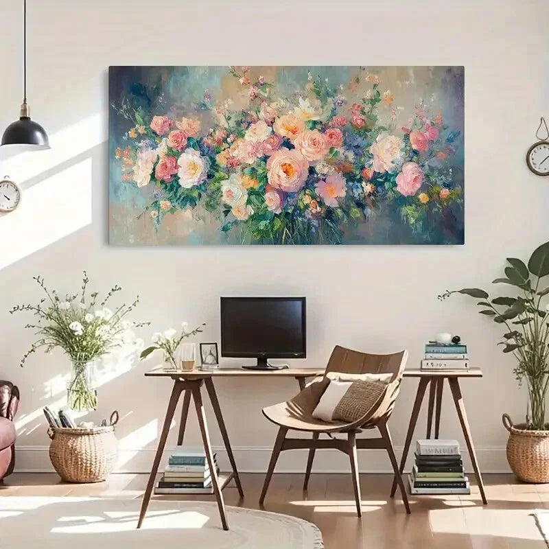 Roses Vibrant Nature Perfect Wall Art Canvas Office Home Room Framed 120x60cm