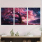 3pcs Cherry Blossom Pink Floral Landscape Metal Print Ready to Hang Art