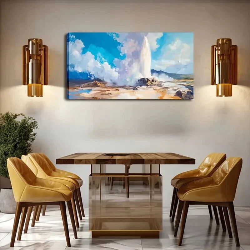 Vibrant Volcano Eruption Décor Wall Art Canvas Office Home Room Framed 120x60cm