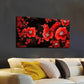 Vibrant Red Flowers on Black Wall Art Canvas Office Home Room Framed 120x60cm