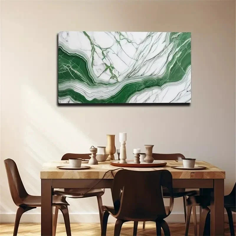 Abstract Green & White Textured Wall Art Canvas Office Home Room Framed 120x60cm