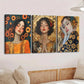3pcs Abstract Women Black & Golden Red Rose Blue Wall Art Set Canvas Framed 40x60cm - High Quality Print 100% Australian Made Wall Canvas Ready to Hang