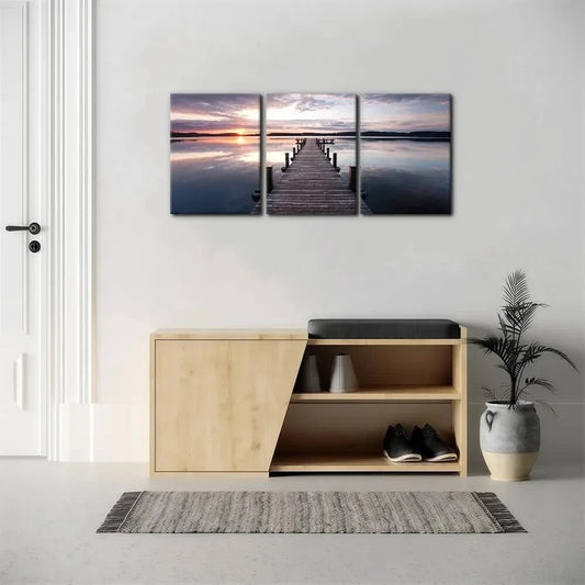 3pcs Leading out onto Lake Nature Sunrise Metal Print Ready to Hang Art