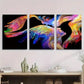 3pcs Vibrant Abstract Love Colorful Face Portrait Metal Print Ready to Hang Art