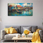Colorful Houses Fishing Boats Wall Art Canvas Office Home Room Framed 120x60cm