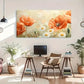 Serene Floral Orange & White Wall Art Canvas Office Home Room Framed 120x60cm