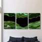 3pcs Dark Green Stone Texture with Golden Accent Wall Art Set Canvas Framed 40x60cm - High Quality Print 100% Australian Made Wall Canvas Ready to Hang