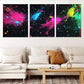 3pcs Vibrant Abstract Neon Paint Splash  Wall Art Set Canvas Framed 40x60cm - High Quality Print 100% Australian Made Wall Canvas Ready to Hang