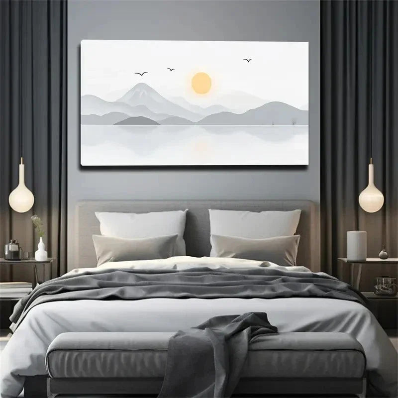 Chinese-Style Interior Wall Art Canvas Office Home Room Framed 120x60cm