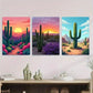 3pcs Vibrant Desert Sunset Landscape Colorful Wall Art Set Canvas Framed 40x60cm - High Quality Print 100% Australian Made Wall Canvas Ready to Hang