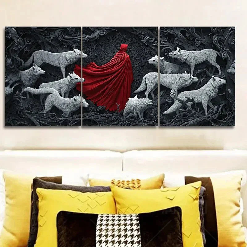 3pcs The Red Lord and the White Wolf Metal Print Ready to Hang Art