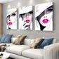 3pcs  Stylish Fashionista Faces Triptych Wall Art Set Canvas Framed 40x60cm - High Quality Print 100% Australian Made Wall Canvas Ready to Hang