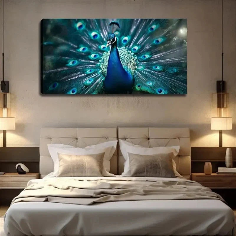 A Peacock Is Spreading Dazzling Wall Art Canvas Office Home Room Framed 120x60cm